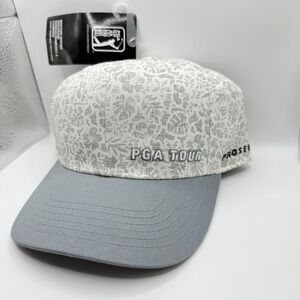 PGA Golf‎ Tour Pro Series Floral White Gray Bill StrapBack Hat NWT Adjustable OS